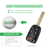 Lots of 5 Remote Car Key Fob Replacement for Honda N5F-A04TAA fits 2011 2012 2013 2014 Odyssey 5 Button
